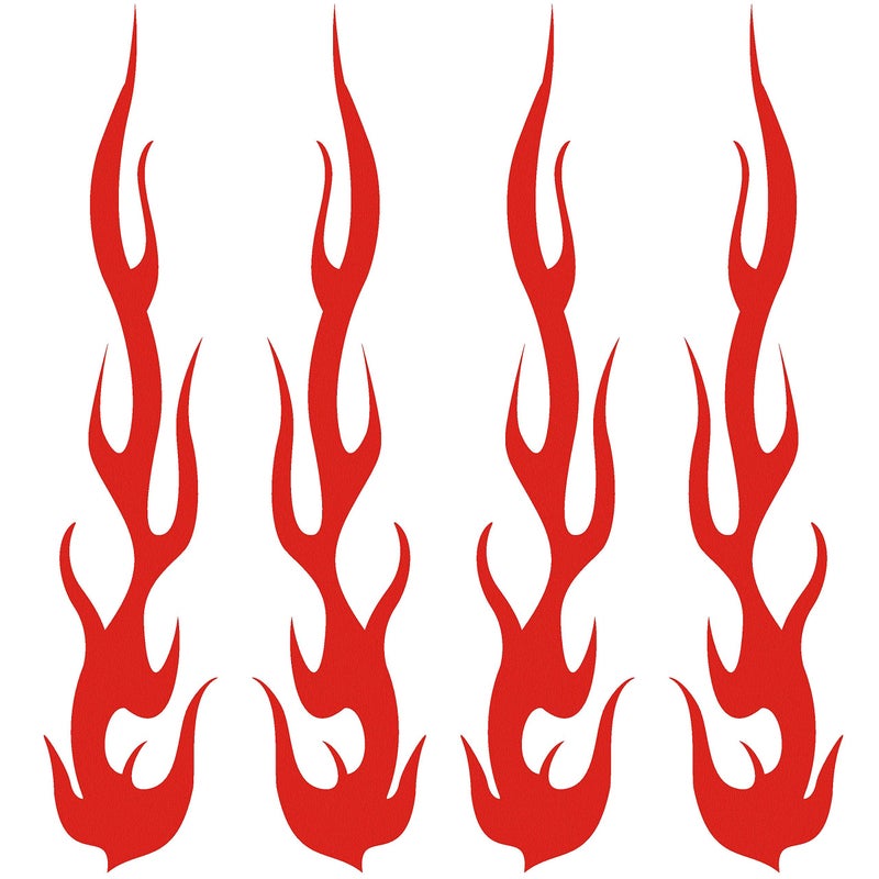 CUSHYSTORE Red Hot Rod Flame Fire Tribal Retro Reflective Decals Sticker for Helmet Cane Bicycle 1"x5", 4 Pack - Image 1